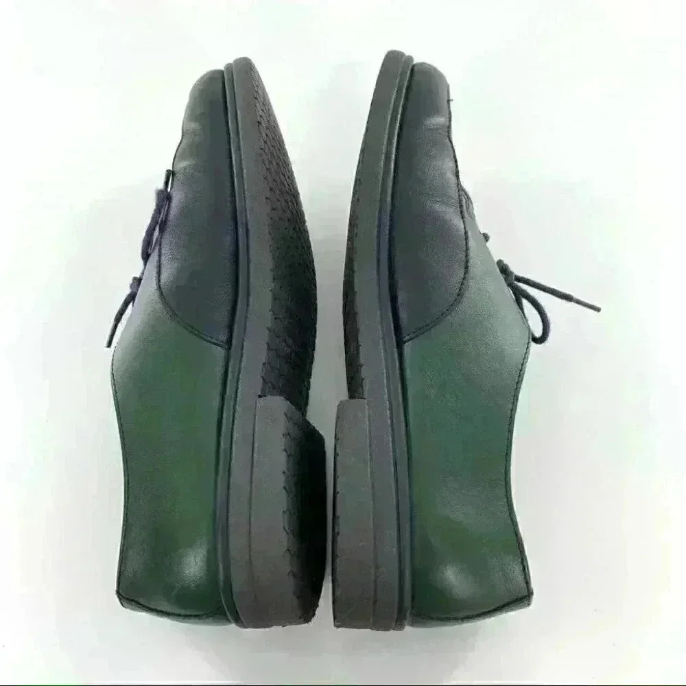 Rohde Oxfords 4.5 green blue leather color blocked vintage 80s 90s grandpa core - Picture 6 of 14